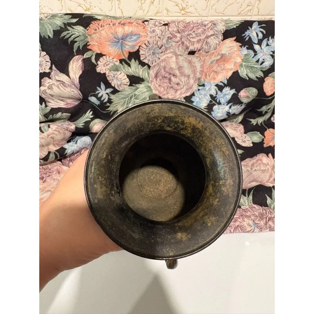 French Empire style painted bronze urn with swan neck handle